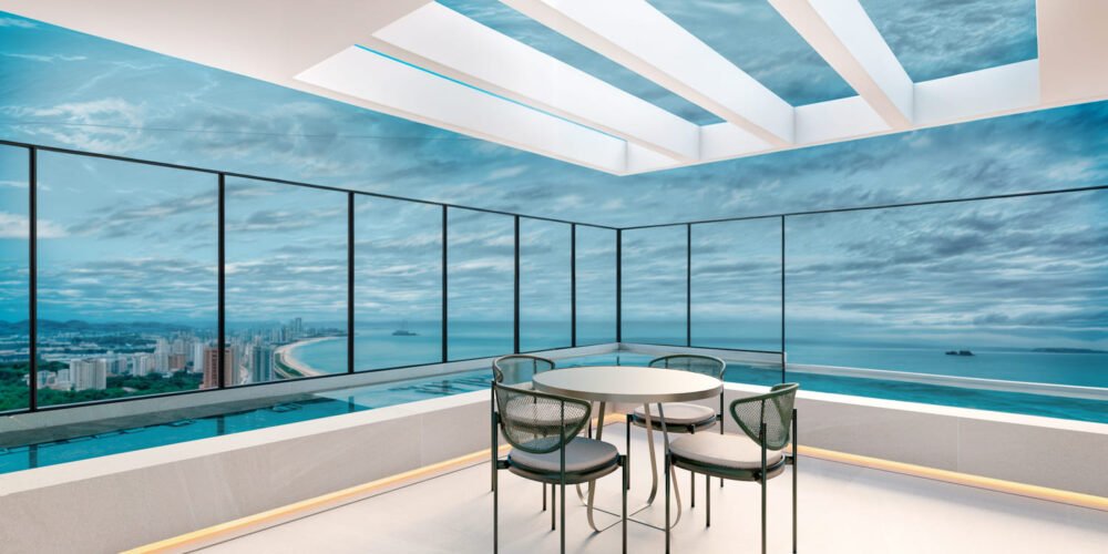 Área da Piscina com Vista Panorâmica do Sky Rooftop